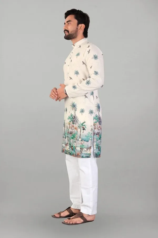 Multicolor_Rayon_Straight_Palm_Tree_Print_Kurta_For_Men