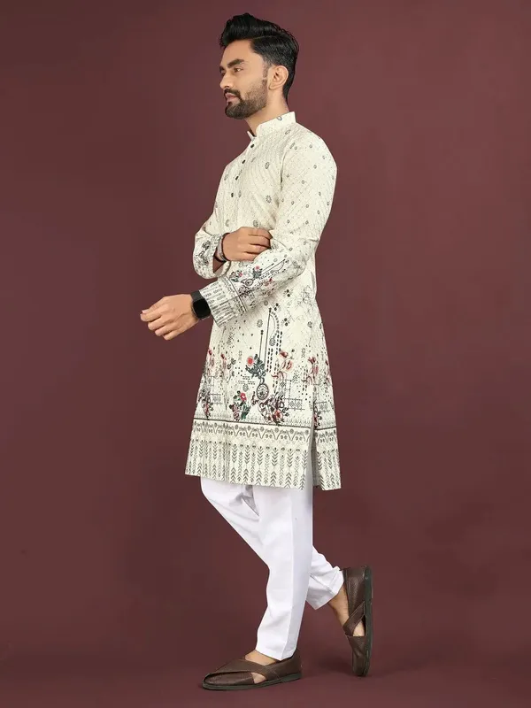 Cream_Rayon_Straight_Printed_Kurta