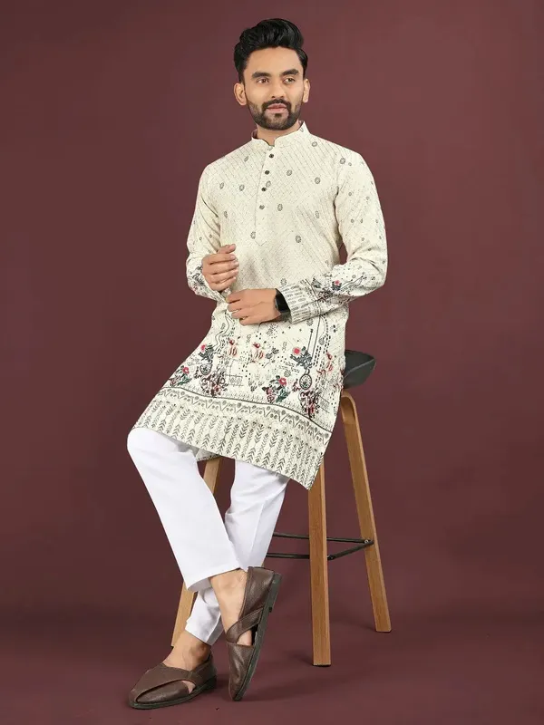 Cream_Rayon_Straight_Printed_Kurta