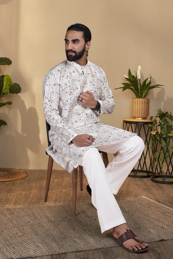 White_Rayon_Printed_Kurta_Pajama_Set_For_Men