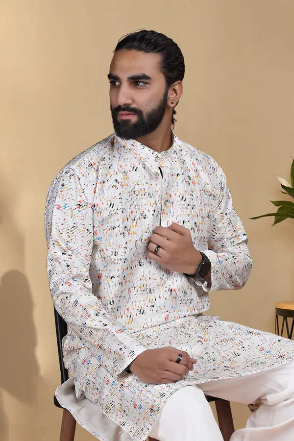 White_Rayon_Printed_Kurta_Pajama_Set_For_Men