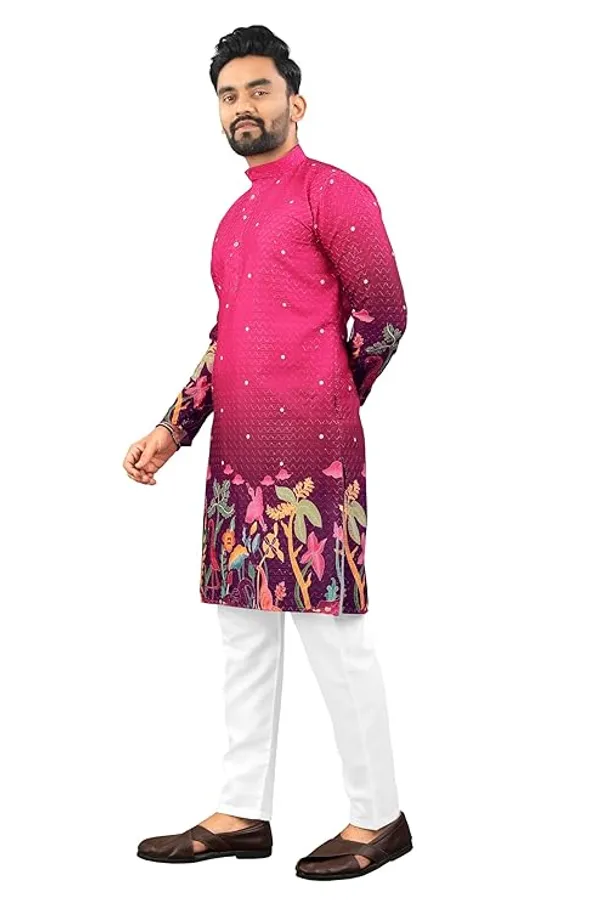 Pink_Rayon_Straight_Printed_Kurta_Pajama_Set_For_Men