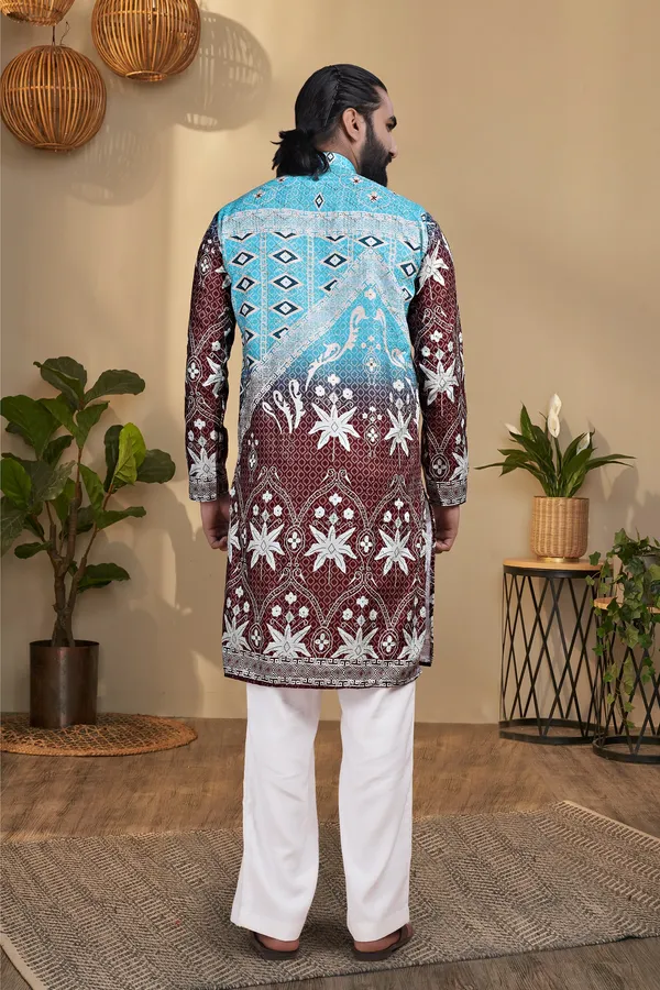 Multicolor_Rayon_Straight_Batik_Print_Kurta_For_Men