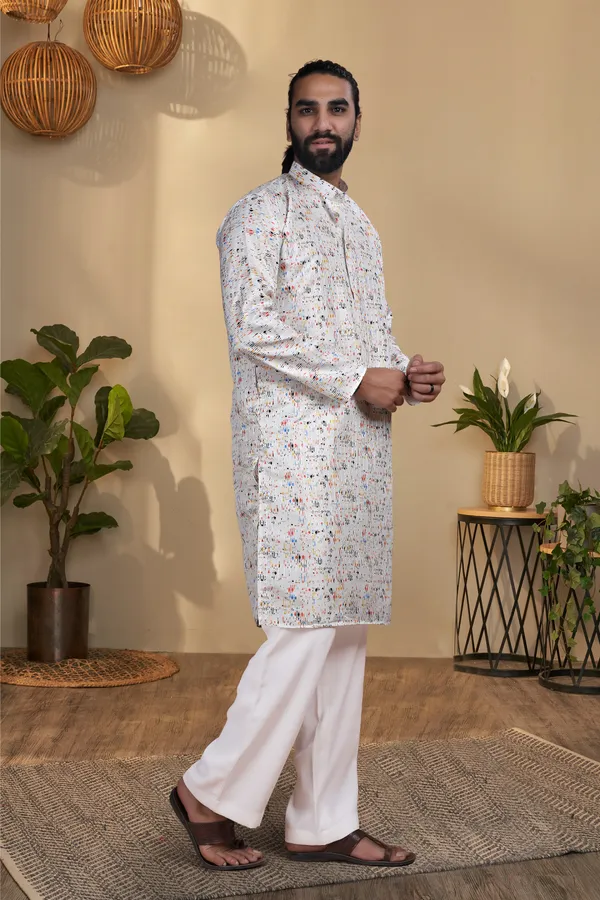 White_Rayon_Printed_Kurta_Pajama_Set_For_Men