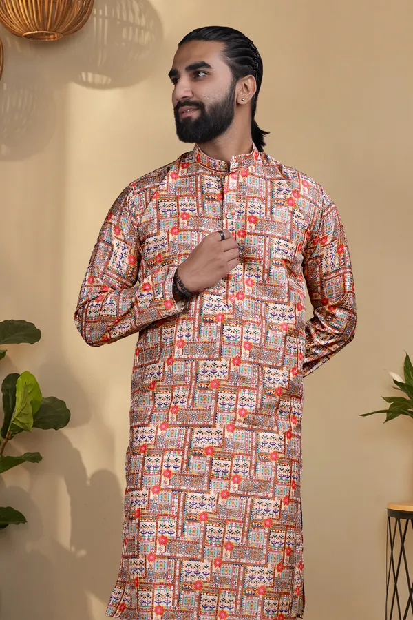 Multicolor_Rayon_Printed_Regular_Kurta_For_Men