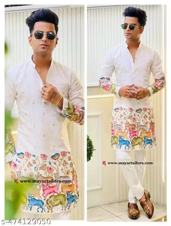 White_Rayon_Relaxed_Floral_Print_Full_Sleeve_Kurta_For_Men