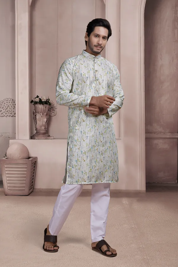 White_Rayon_Straight_Floral_Print_Kurta_Pajama_Set_For_Men