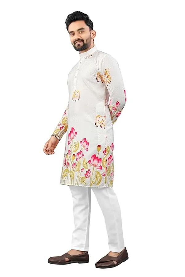 White_Rayon_Straight_Floral_Print_Kurta_Pajama_Set_For_Men