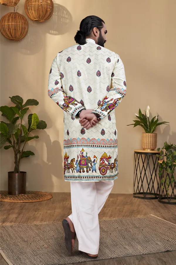 Cream_Rayon_Straight_Ethnic_Print_Kurta_For_Men