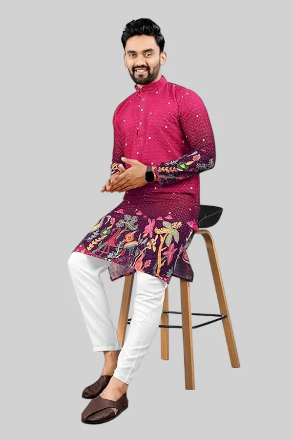 Pink_Rayon_Straight_Printed_Kurta_Pajama_Set_For_Men