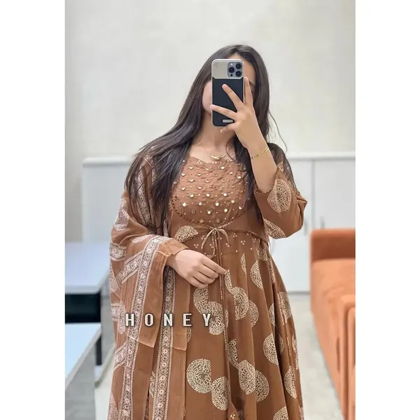 Beige_Cotton_Printed_Anarkali_With_Attached_Jacket_Detailing_With_Pants_And_Dupatta