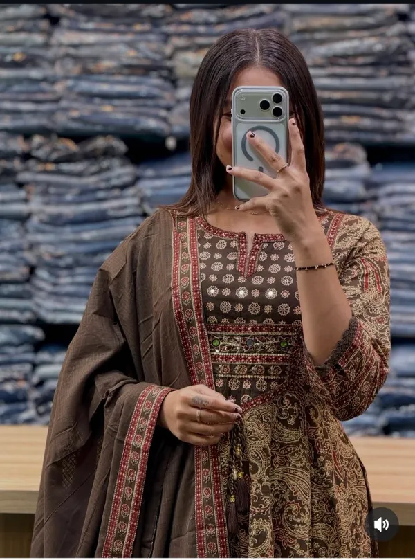 Elegant_Brown_&_Gold_Printed_Traditional_Suit
