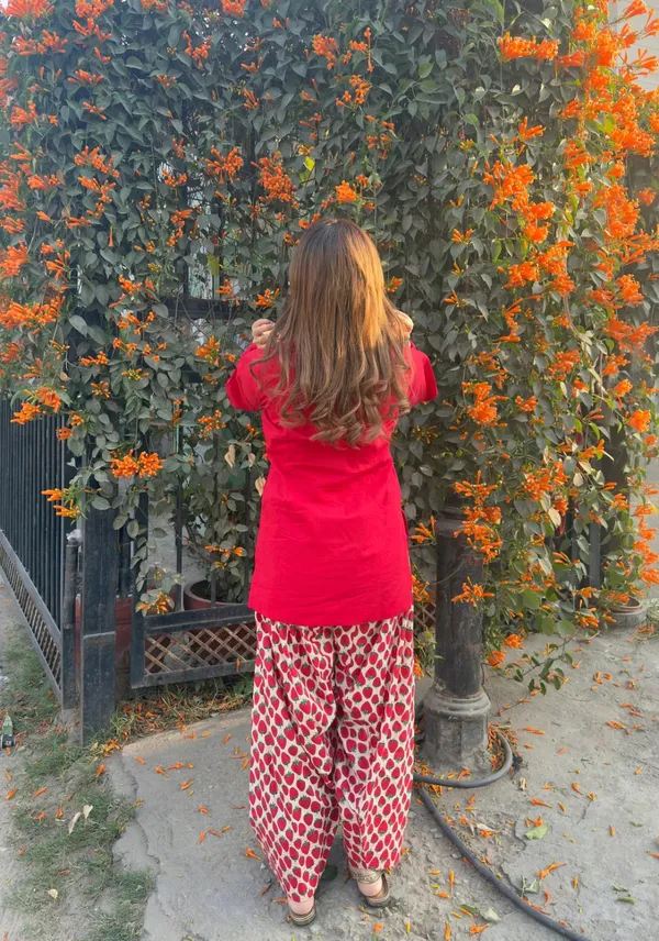 Farsi_Red_Cotton_Kurta_&_Printed_Palazzo_Ethnic_Set