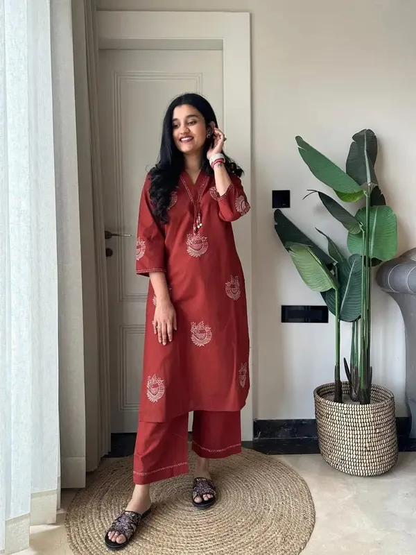 Libas_jaipur_Rust_Red_Printed_Kurta_Palazzo_Set_for_Women