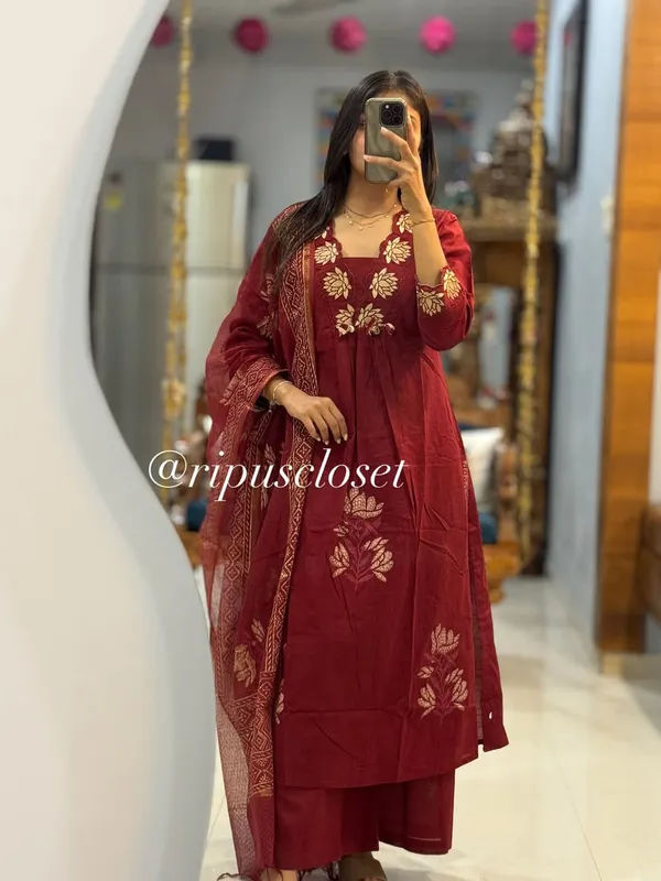 Maroon_Elegant_Floral_Embroidered_Kurta_Set_with_Dupatta