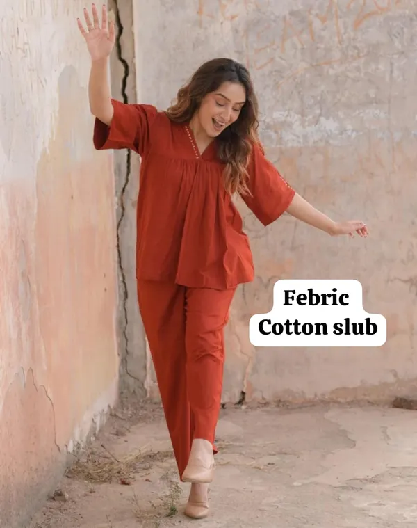 Rust_Cotton_Slub_Co-ord_Set_for_Everyday_Comfort