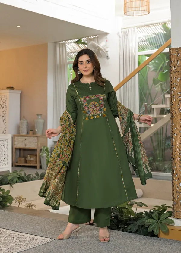 Women’s_Olive_Green_Embroidered_Anarkali_Kurta_Pant_Set_with_Printed_Dupatta_