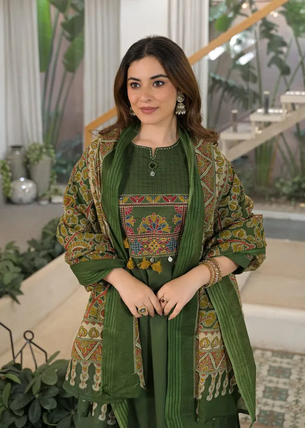 Women’s_Olive_Green_Embroidered_Anarkali_Kurta_Pant_Set_with_Printed_Dupatta_