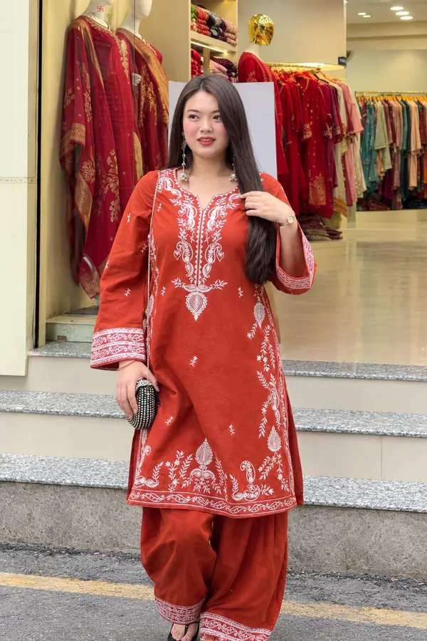 Rust_Embroidered_Kurta_Pant_Set_for_Women_–_Traditional_Ethnic_Wear