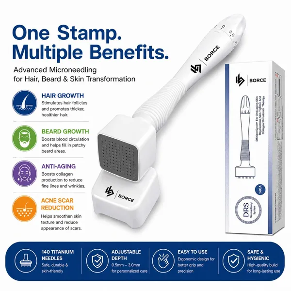 Dermastamp_0.5mm_For_Hair_Beard_Growth_140_Titanium_Microneedles_Derma_Stamp_For_Skin_Scalp_Beard_Anti_Aging_Acne_Scar_Reduction_Collagen_Boost_Tool_For_Men_Women