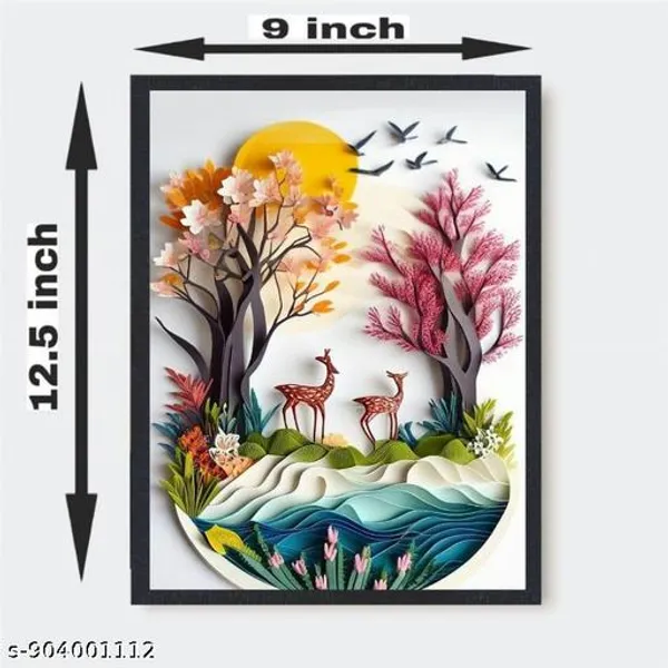 Multicolor_Wood_Modern_3D_Deer_Tree_Paper_Cut_Wall_Hanging_Photo_Frame