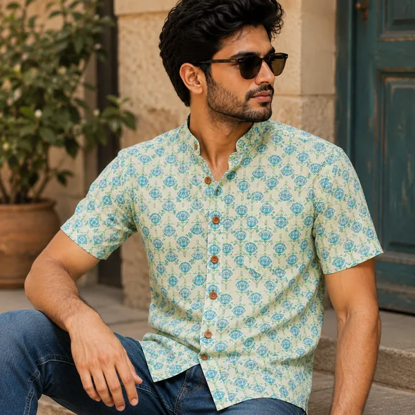 Green_Blue_Cotton_Regular_Fit_Floral_Print_Shirt_For_Men