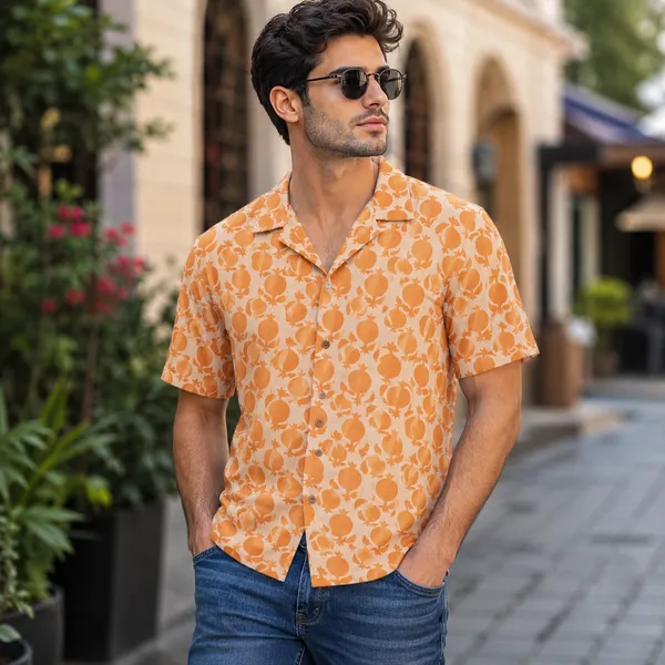 Orange_Cotton_Regular_Fit_Block_Print_Shirt_For_Men