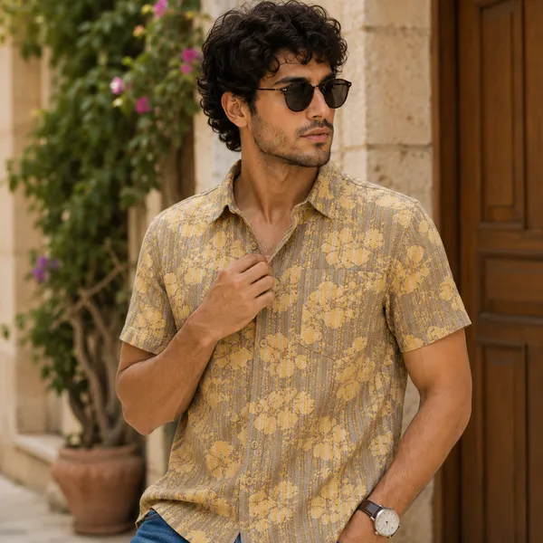 Brown_Cotton_Geometric_Print_Regular_Fit_Shirt_For_Men