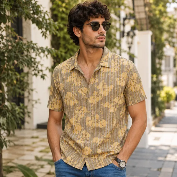 Brown_Cotton_Geometric_Print_Regular_Fit_Shirt_For_Men