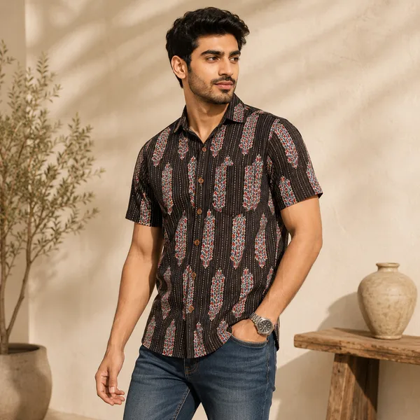 Brown_Cotton_Embroidered_Regular_Fit_Shirt_For_Men