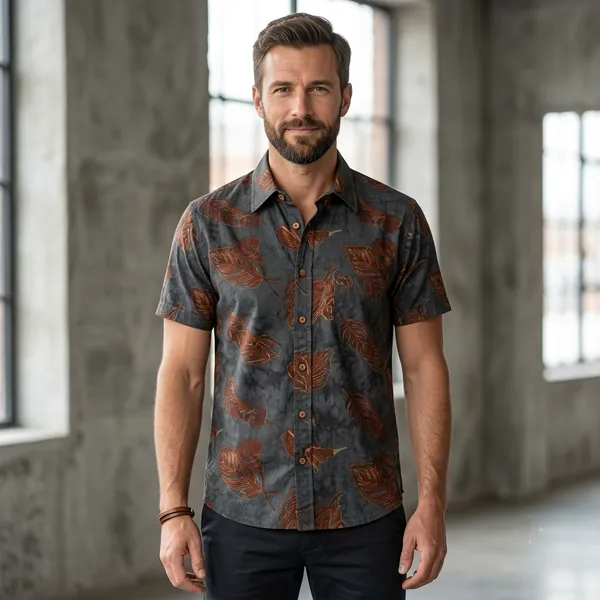 Grey_Cotton_Tropical_Leaf_Print_Regular_Fit_Shirt_For_Men