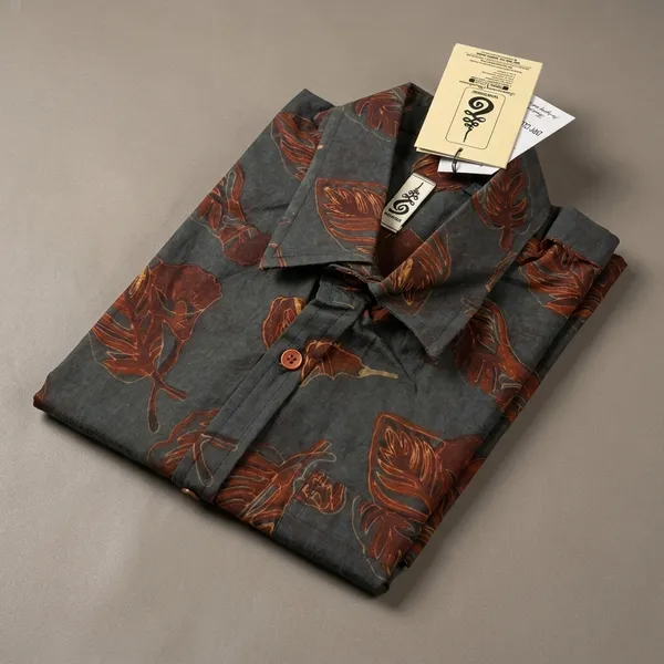 Grey_Cotton_Tropical_Leaf_Print_Regular_Fit_Shirt_For_Men