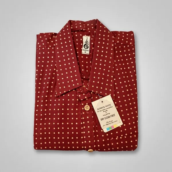 Red_Cotton_Polka_Dot_Print_Regular_Fit_Shirt_For_Men