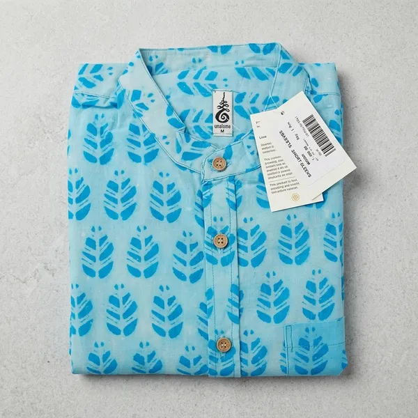 Sky_Blue_Cotton_Leaf_Print_Half_Sleeve_Shirt_For_Men