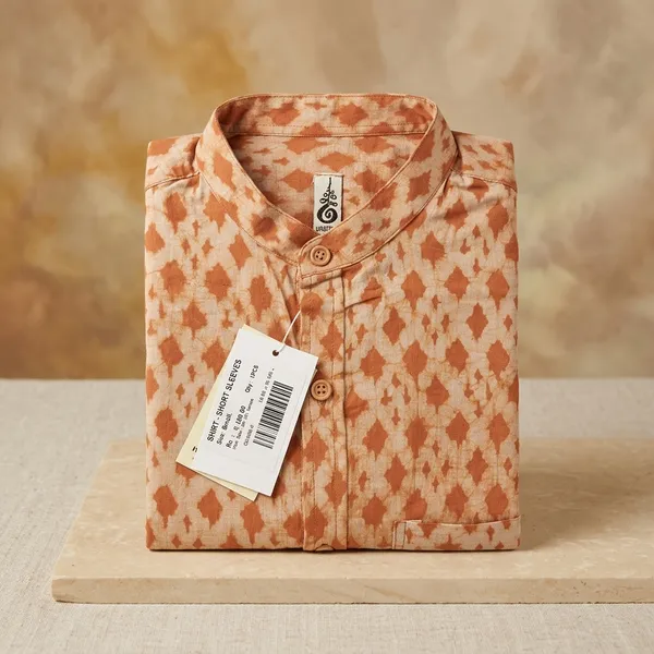 Orange_Cotton_Geometric_Print_Regular_Fit_Shirt_For_Men