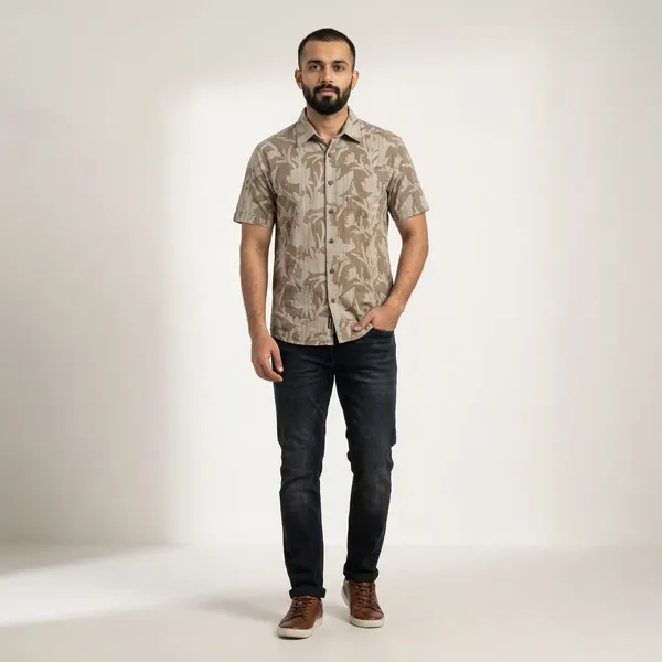 Beige_Brown_Cotton_Camouflage_Print_Half_Sleeve_Shirt_For_Men