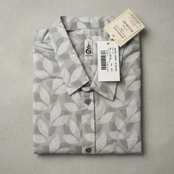 Grey_Cotton_Leaf_Print_Half_Sleeve_Shirt_For_Men