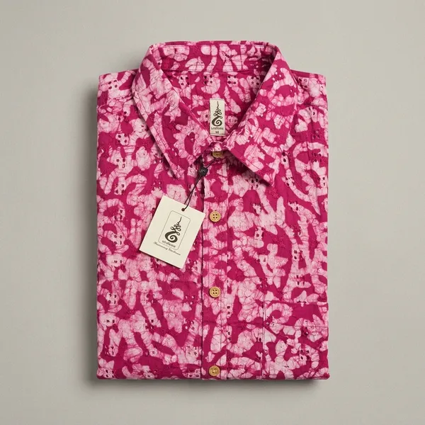 Pink_Cotton_Floral_Print_Half_Sleeve_Shirt_For_Men
