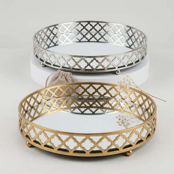 Aluminium_Glass_Round_Tray_Silver_&_Gold_Duo