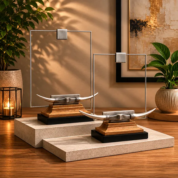 Dezane_Studio_Nickel_Marble_Longhorn_Frame_Duo_(5×7_+_8×10)