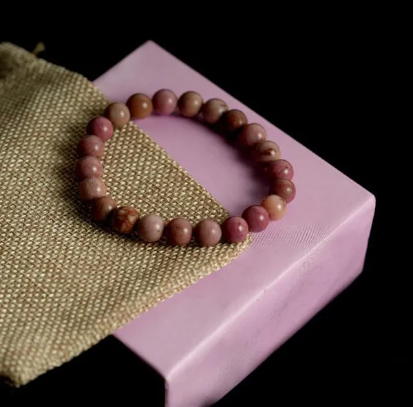 Peach_Rhodonite_Gemstone_Bracelet_For_Unisex