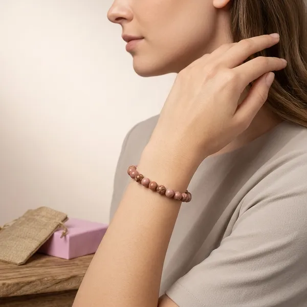 Peach_Rhodonite_Gemstone_Bracelet_For_Unisex