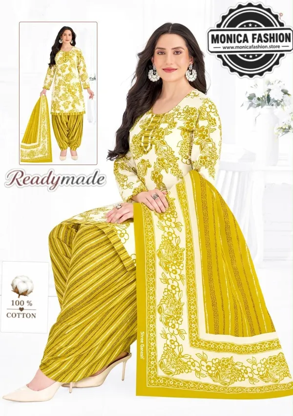 Cream_with_Mustard_Yellow_floral_prints_Ready_-_made_100%_Cotton_Patiala_suit_set