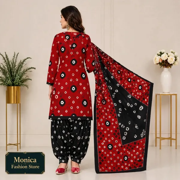 Red__Bandhani_100%_Cotton_Patiala_suit_Readymade_set