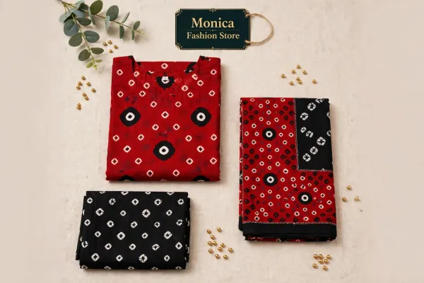 Red__Bandhani_100%_Cotton_Patiala_suit_Readymade_set