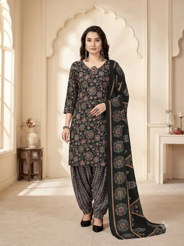 Black_Floral_Printed_Punjabi_Suit_Set_with_Patiala_Pants_&_Dupatta