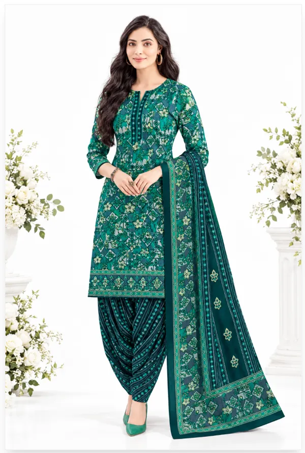 Elegant_Emerald_Green_Floral_100%_Cotton_Ready-Made_Patiala_Suit_Set