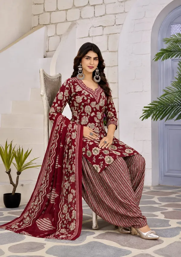 Elegant_Maroon_Floral_Printed_Readymade_Patiala_3-Piece_Suit_Set