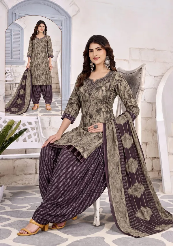 Elegant_Olive_Grey_Printed_Readymade_Punjabi_Suit_Set_with_Patiala_Pants