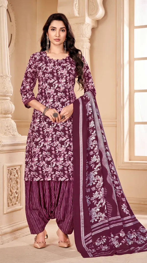 Elegant_Purple_Floral_Printed_Ready-made_Patiala_Set